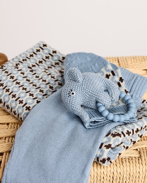 PRJÓNAÐUR ULLARHEILGALLI GRAFIC LIGHT BLUE
