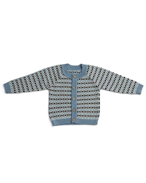 PRJÓNUÐ ULLARPEYSA GRAPIC LIGHT BLUE
