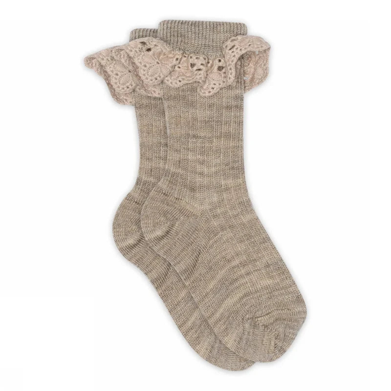 Lea socks - lace - light brown melange