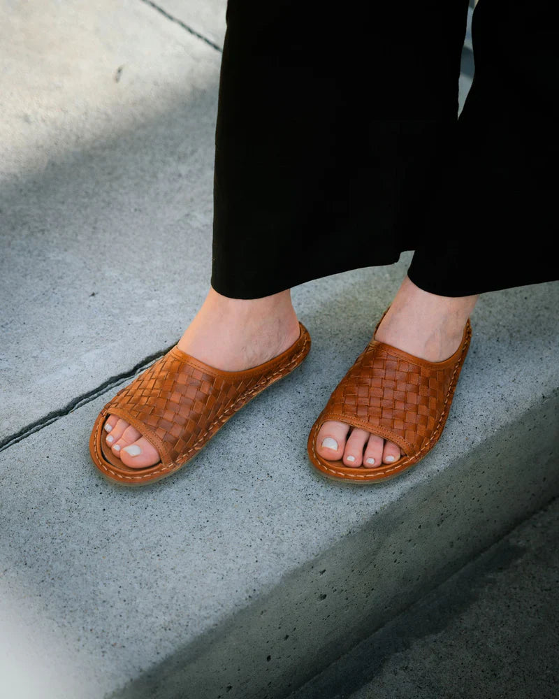 SAINT TROPEZ LEATHER COGNAC WOVEN - Ethic