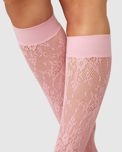 ROSA LACE HNÉSOKKAR DUSTY PINK