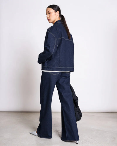 TACNA WIDE LEG GALLABUXUR DARK BLUE DENIM