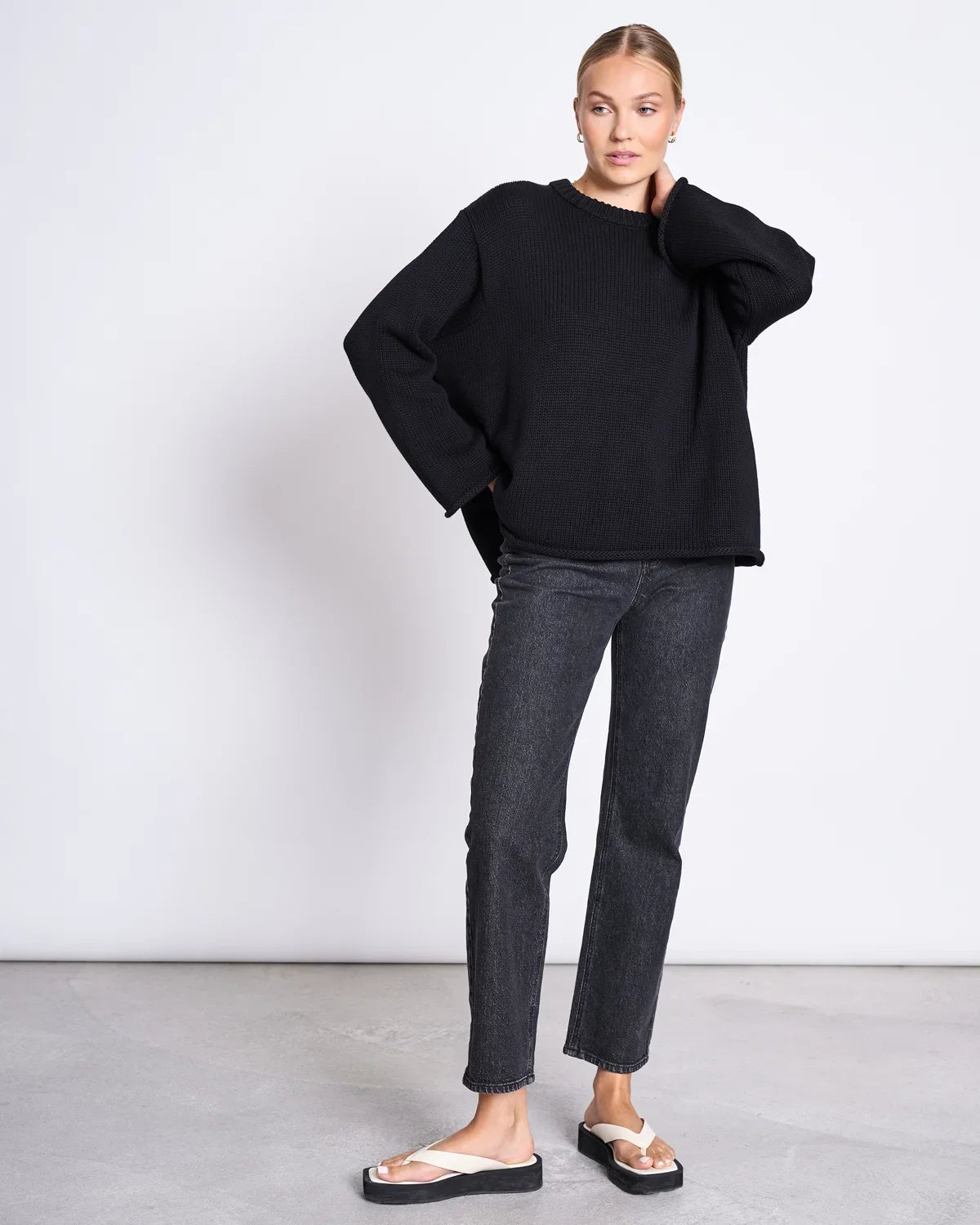 SONA HEAVY KNIT PEYSA LÍFRÆN BÓMULL SVÖRT - Ethic