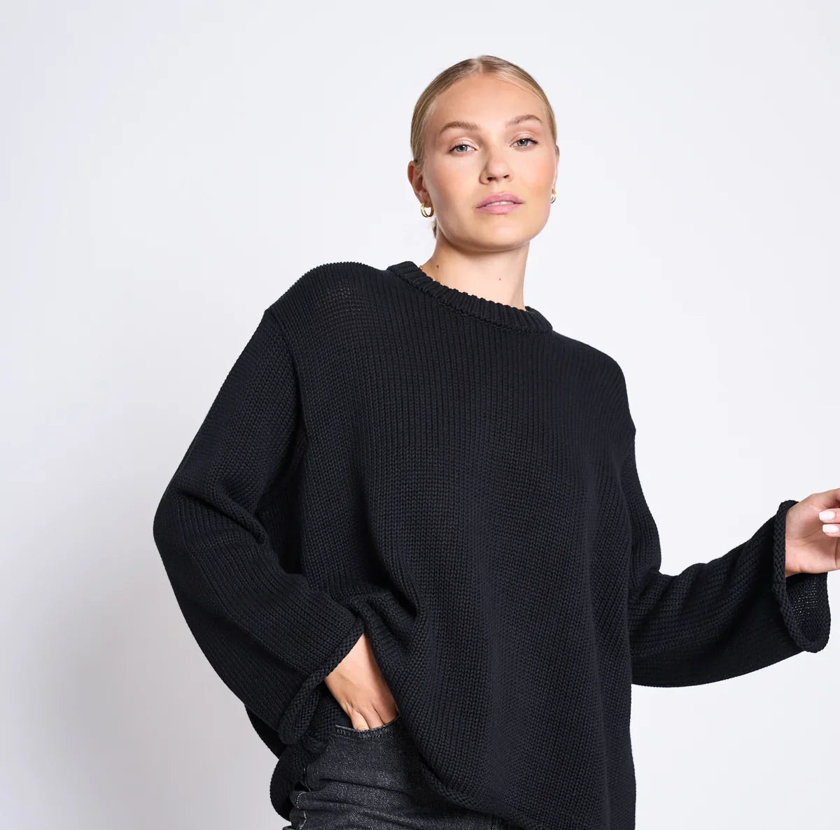 SONA HEAVY KNIT PEYSA LÍFRÆN BÓMULL SVÖRT - Ethic