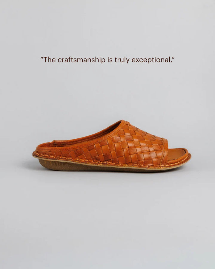 SAINT TROPEZ LEATHER COGNAC WOVEN - Ethic