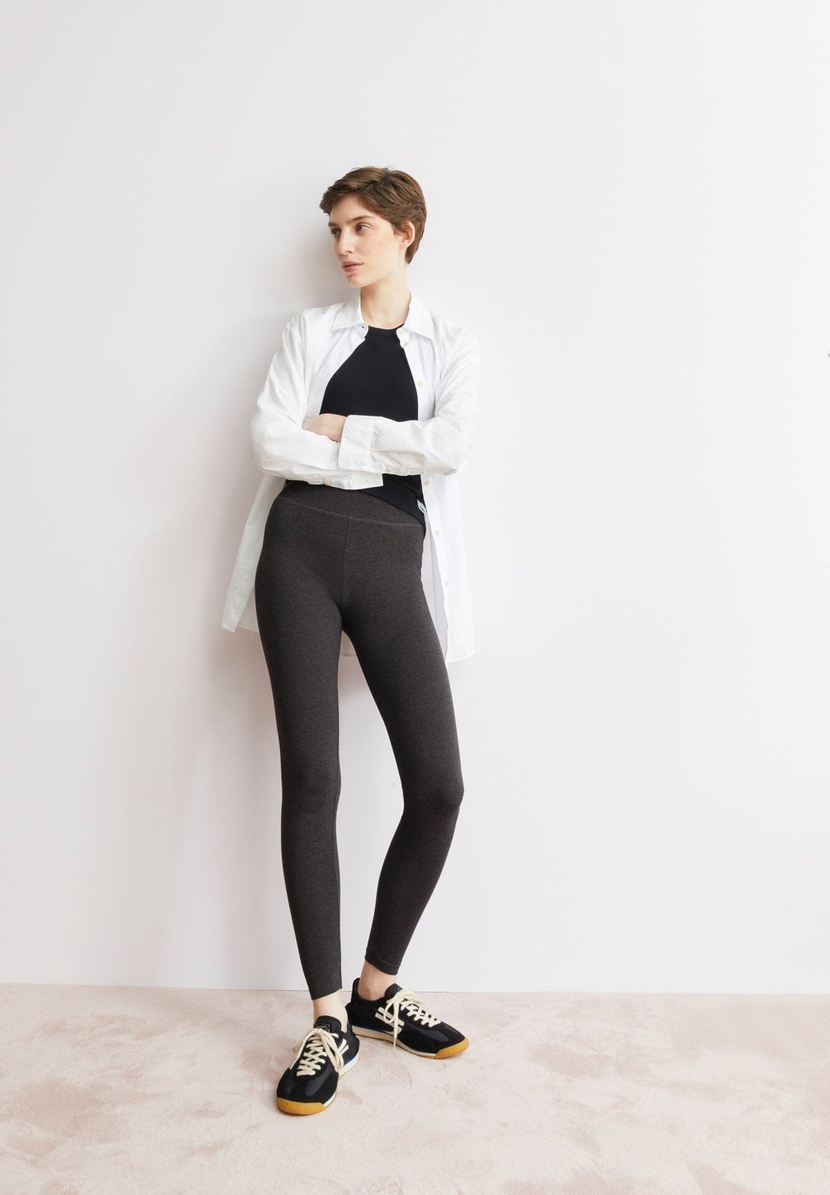 FARIBAA LEGGINGS LÍFRÆN BÓMULL STEEL MELANGE - Ethic
