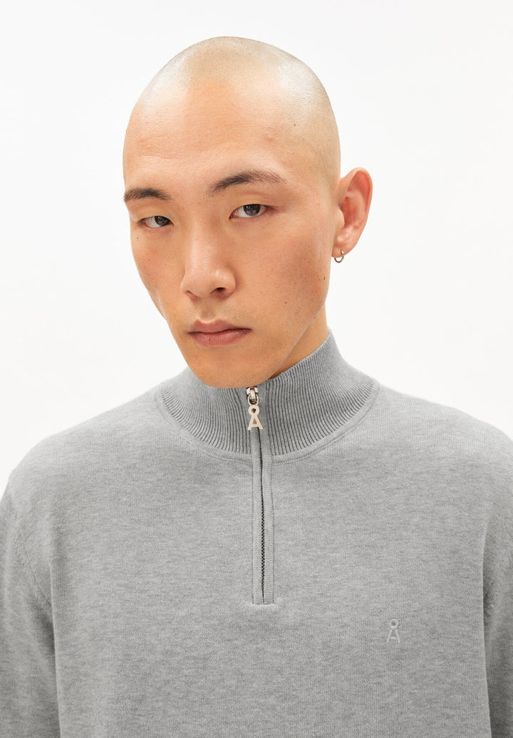 FAABES HALF ZIP KNIT PEYSA SILVER MELANGE - Ethic