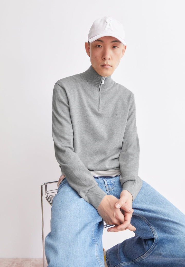 FAABES HALF ZIP KNIT PEYSA SILVER MELANGE - Ethic
