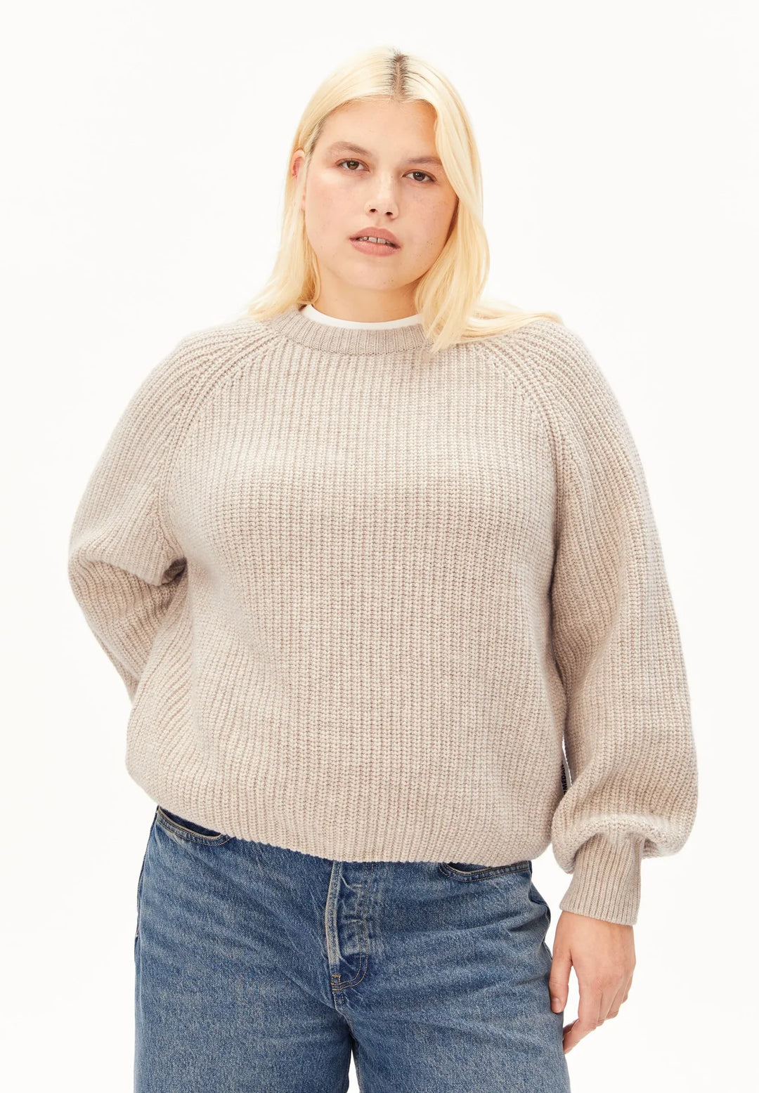 RIBBED KNIT PEYSA Organic wool blend HONEY MELANGE - Ethic