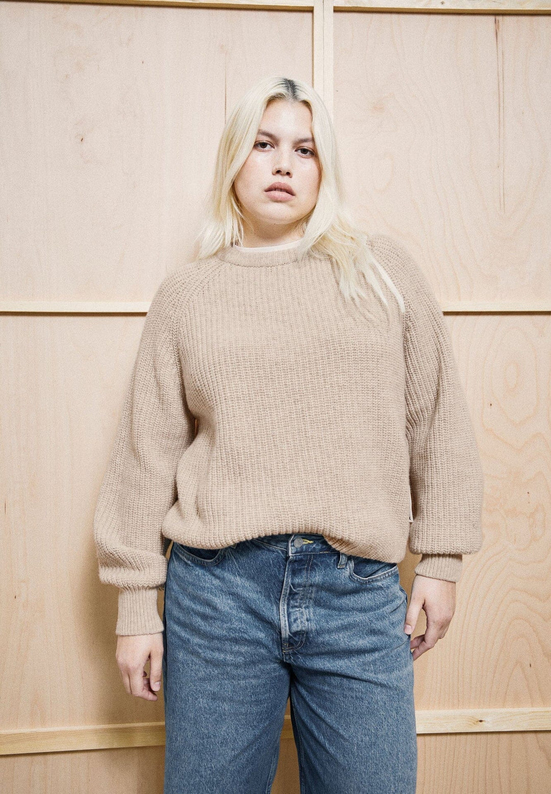 RIBBED KNIT PEYSA Organic wool blend HONEY MELANGE - Ethic