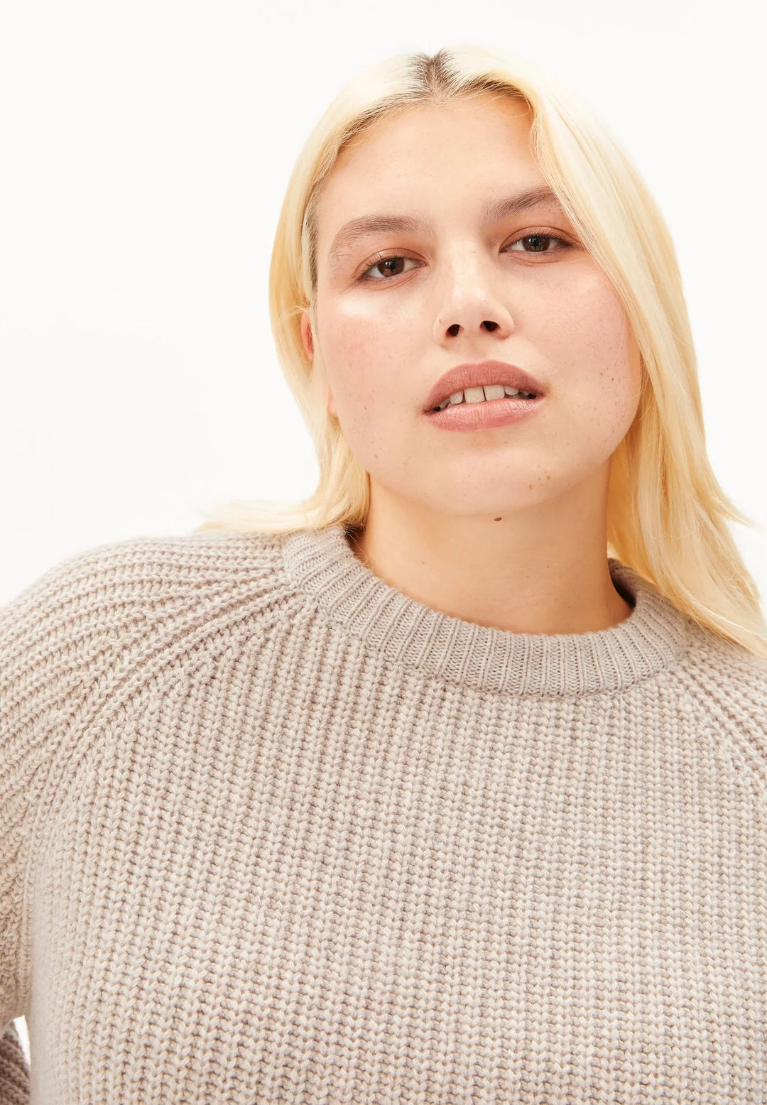 RIBBED KNIT PEYSA Organic wool blend HONEY MELANGE - Ethic