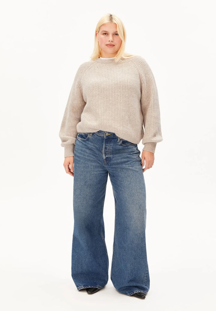 RIBBED KNIT PEYSA Organic wool blend HONEY MELANGE - Ethic