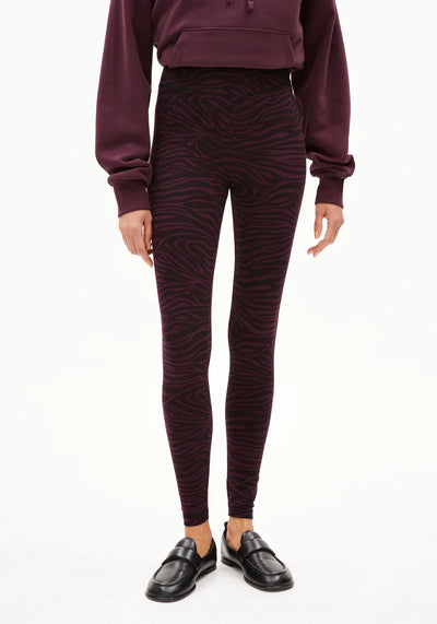 FARIBAA LEGGINGS LÍFRÆN BÓMULL ZEBRAA DARK CRANBERRY