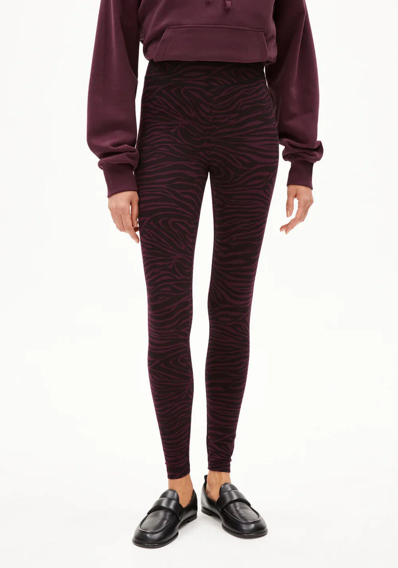 FARIBAA LEGGINGS LÍFRÆN BÓMULL ZEBRAA DARK CRANBERRY