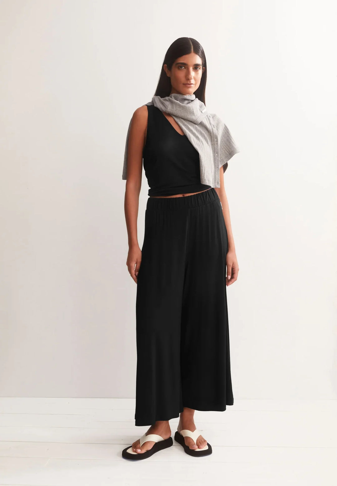 CROPPED JERSEY PANT SVARTAR - Ethic