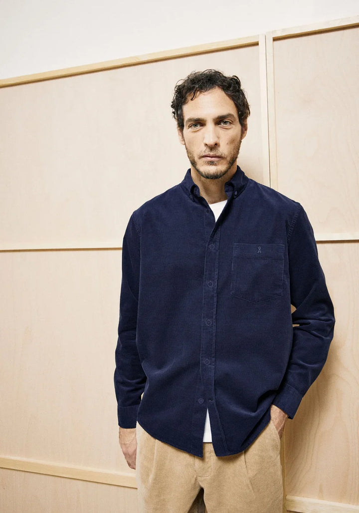 CORDUROY SÍÐERMASKYRTA TINTED NAVY