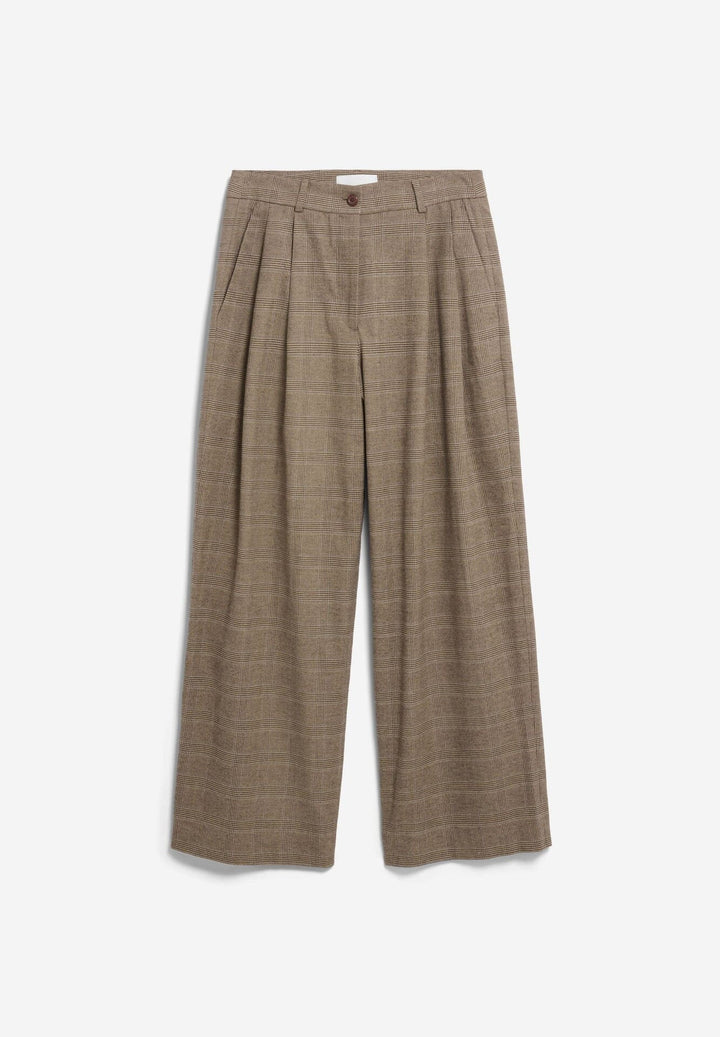 CHECK WIDE PLEATED BUXUR- CLAYSTONE/SAND STONE