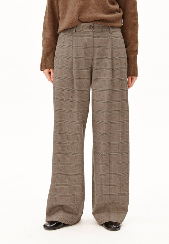 CHECK WIDE PLEATED BUXUR- CLAYSTONE/SAND STONE