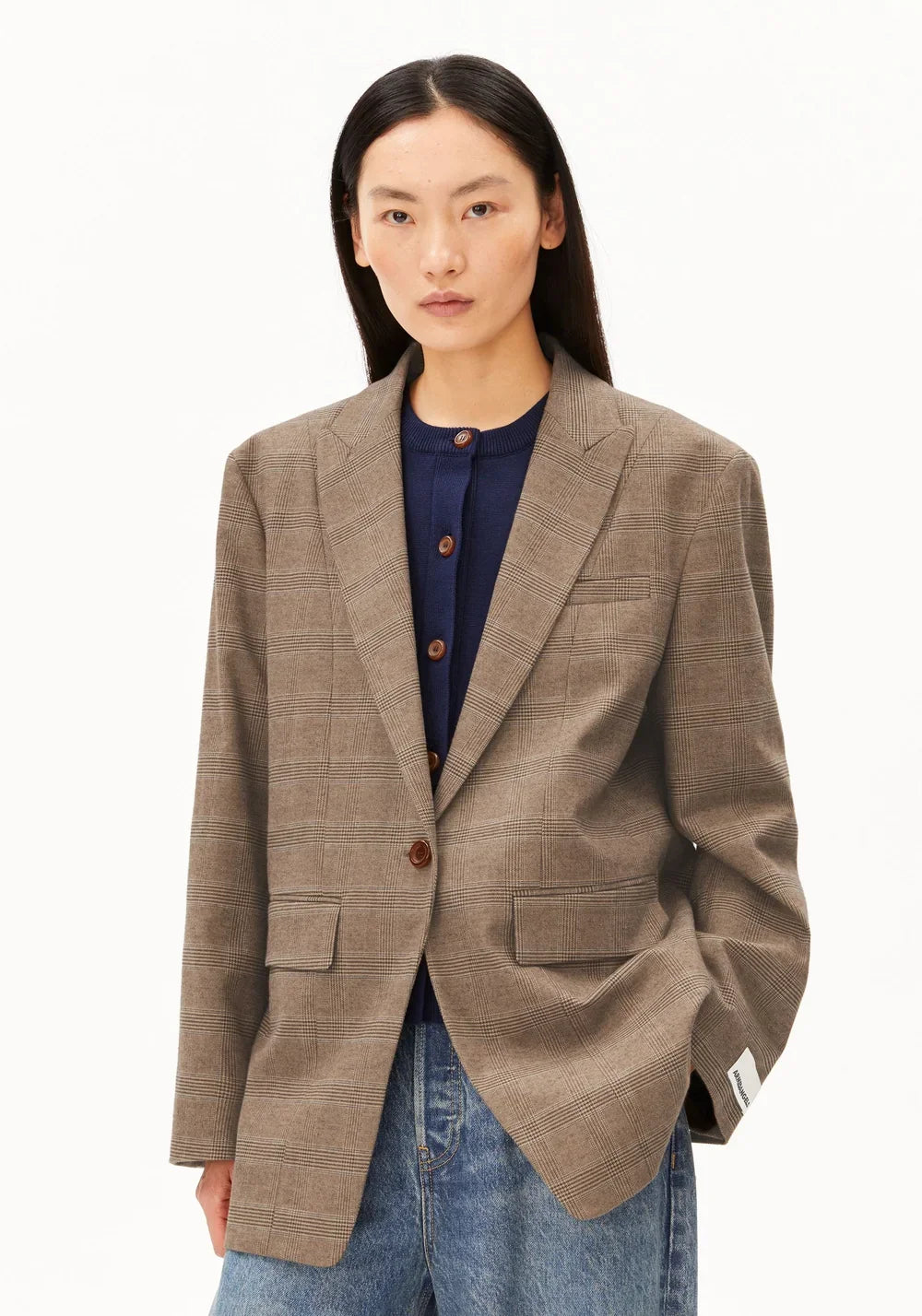 CHECK OVERSIZED BLAZER CLAYSTONE/SAND STONE