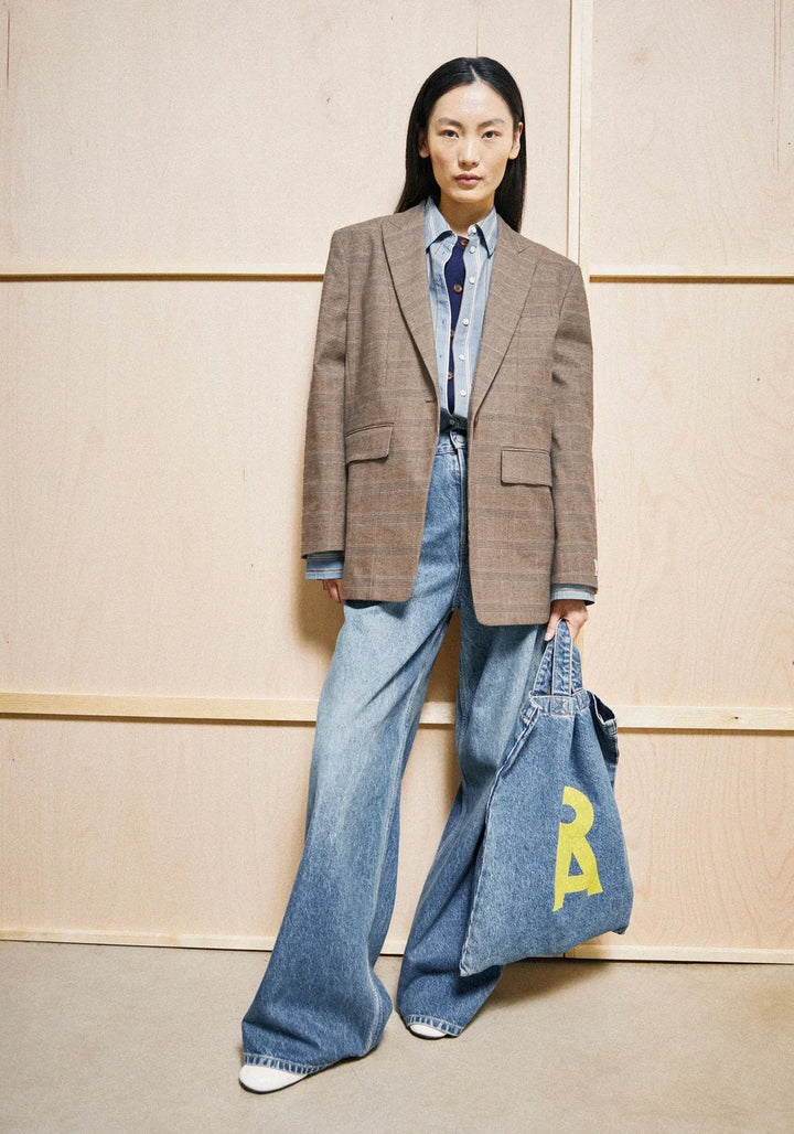 CHECK OVERSIZED BLAZER CLAYSTONE/SAND STONE