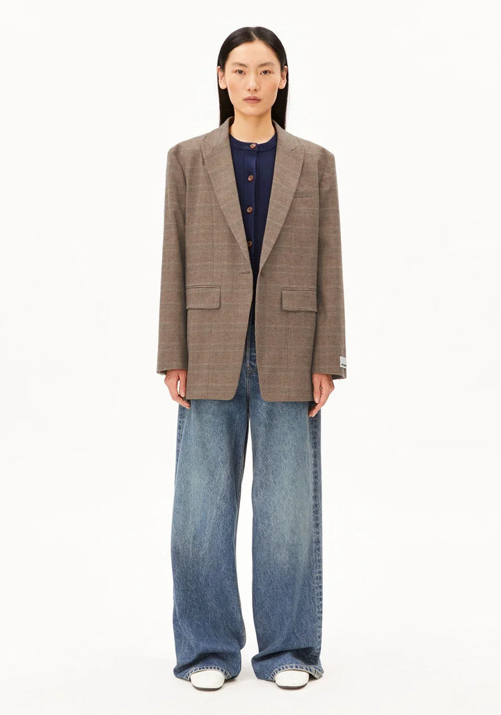 CHECK OVERSIZED BLAZER CLAYSTONE/SAND STONE