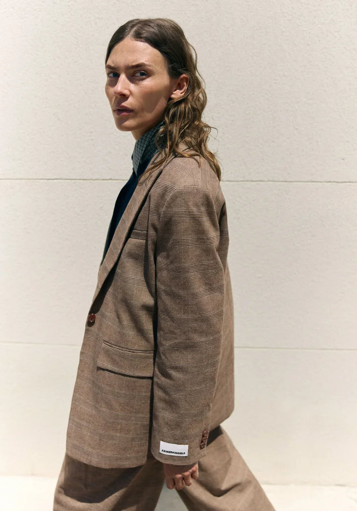 CHECK OVERSIZED BLAZER CLAYSTONE/SAND STONE