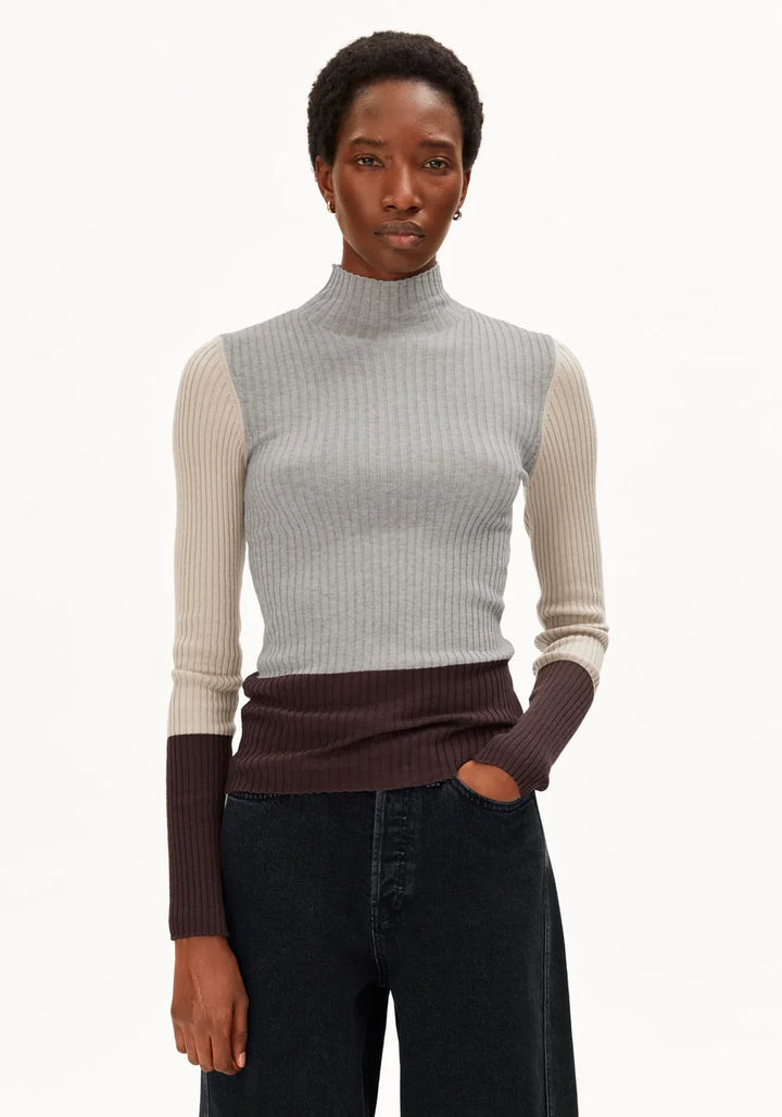 ALAANIA PATCH KNIT BOLUR SILVER MELANGE/SANDSTONE