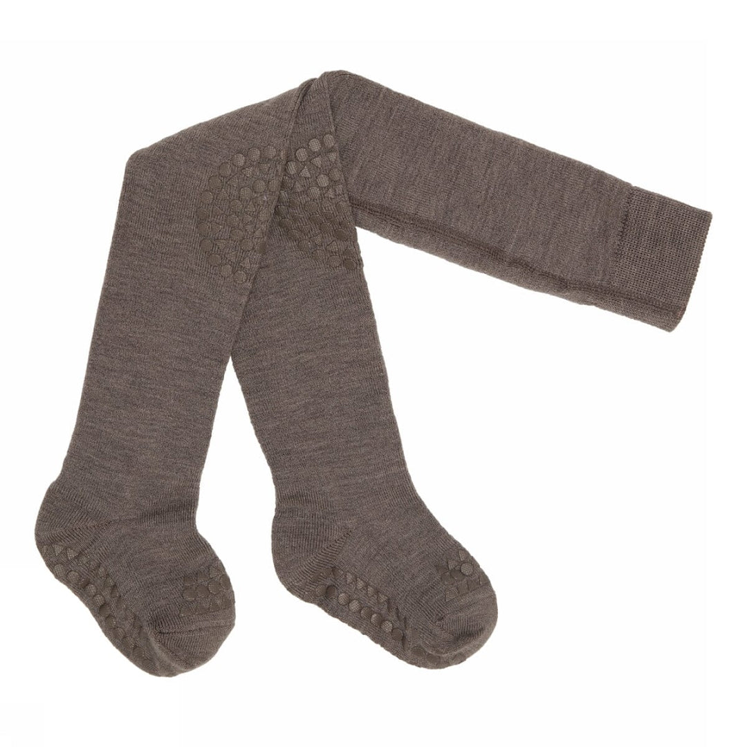 Crawling tights - merino wool - Brown Melange