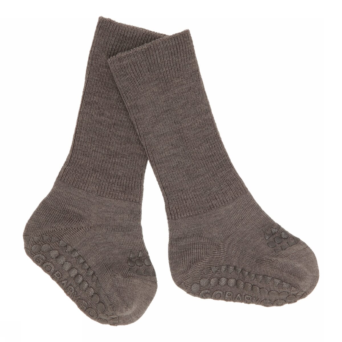 Non-Slip socks - merino wool - Brown Melange