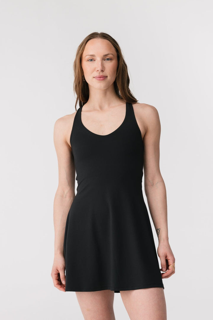 FLOAT LOLA V-NECK DRESS SVARTUR - Ethic