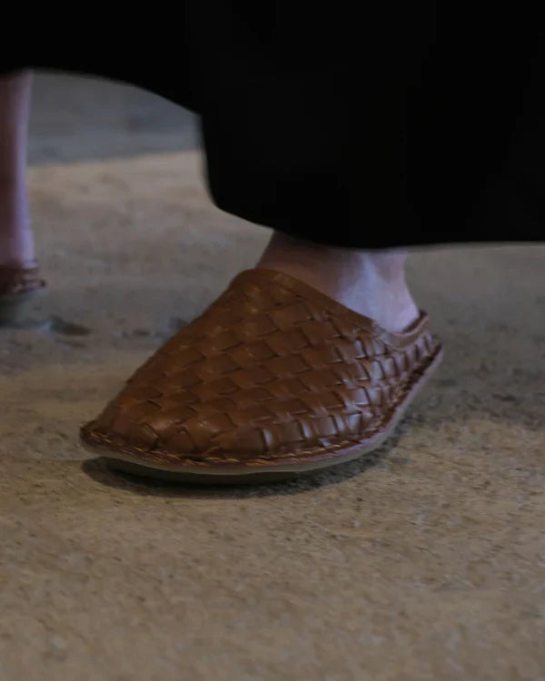 ROMA WOVEN LEATHER COGNAC BROWN - Ethic