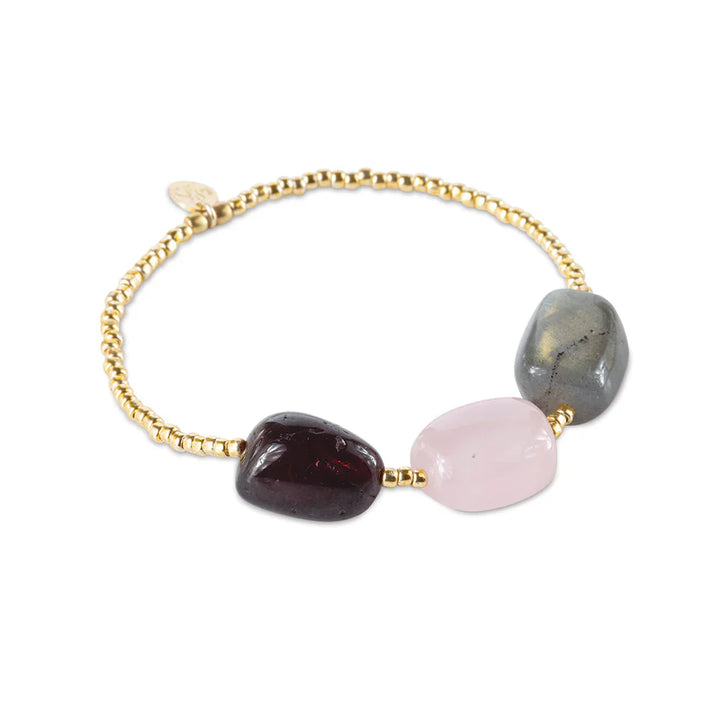 Desirable Garnet Rose Quartz Labradorite armband - Ethic