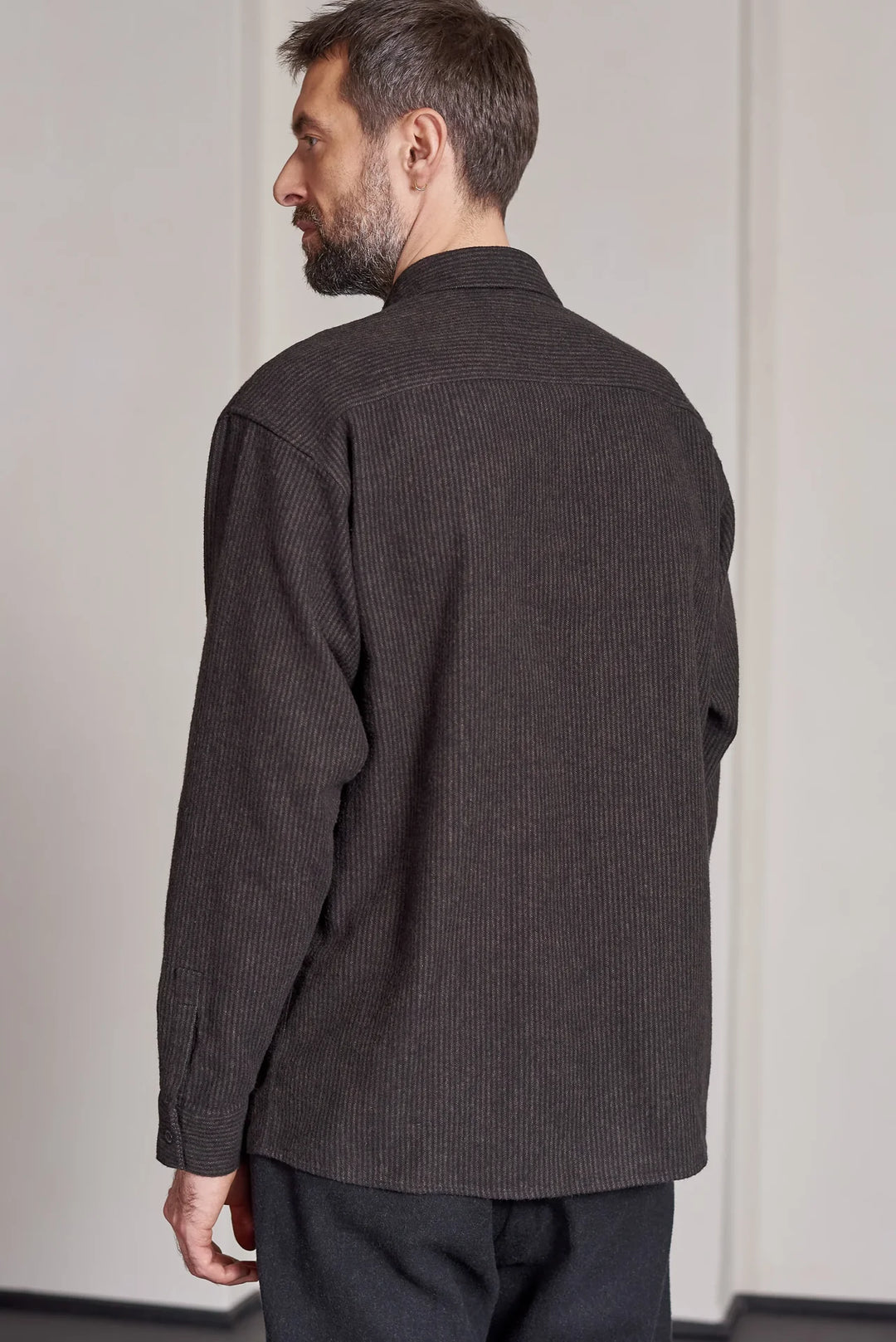 DARIO SKYRTA ECO FLANNEL STRIPED CHARCOAL