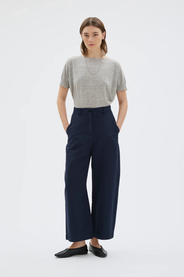 HISA ORGANIC COTTON LINEN TENCEL CURVED BUXUR DEEP NIGHT BLUE - Ethic