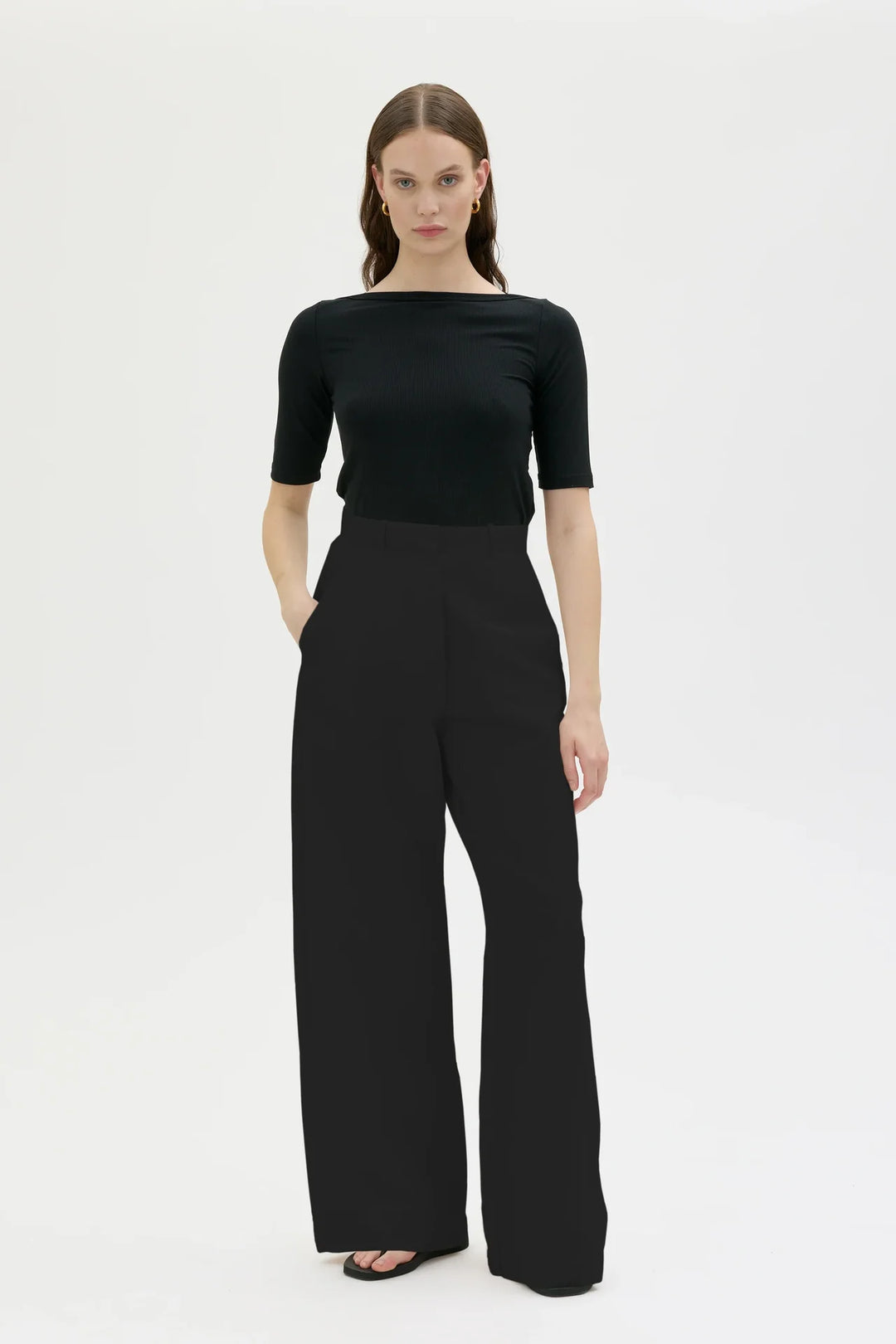 HANA ORGANIC COTTON LINEN TENCEL LONG BUXUR SVARTAR - Ethic