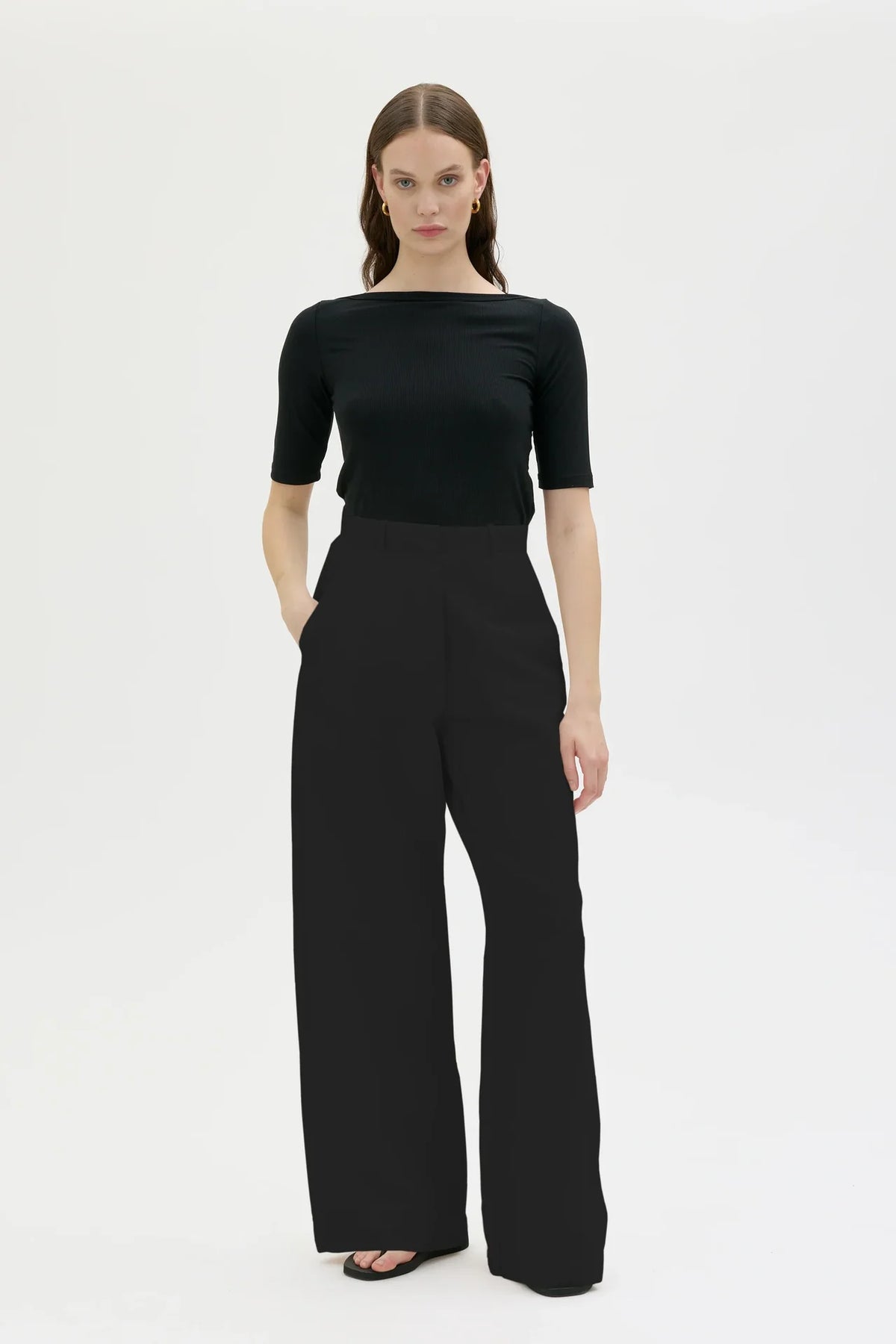 HANA ORGANIC COTTON LINEN TENCEL LONG BUXUR SVARTAR - Ethic