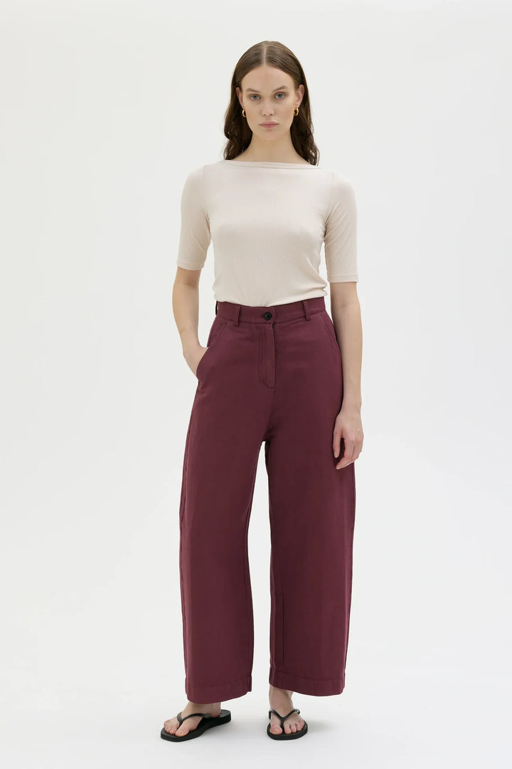 HISA ORGANIC COTTON LINEN TENCEL CURVED BUXUR BORDEAUX - Ethic