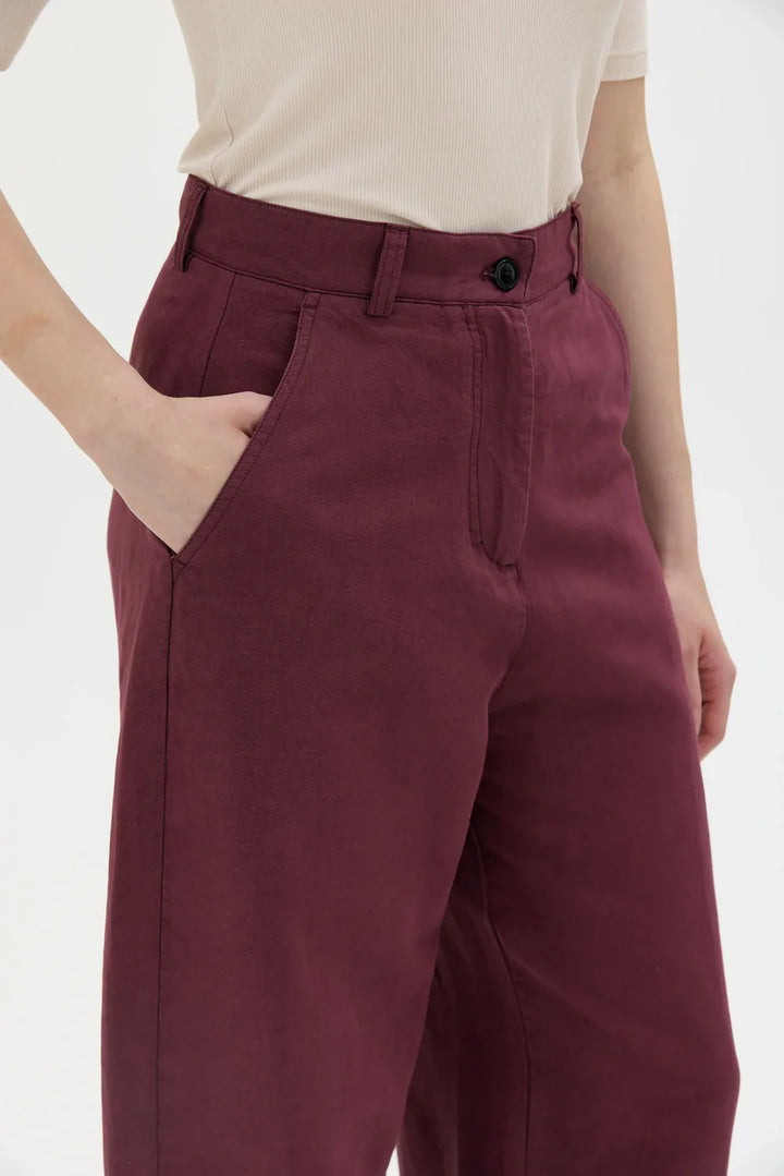 HISA ORGANIC COTTON LINEN TENCEL CURVED BUXUR BORDEAUX - Ethic