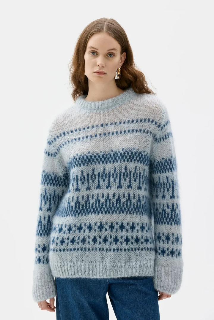 ANN MOHAIR/SILK MUNSTRUÐ PEYSA ADRIATIC BLUE