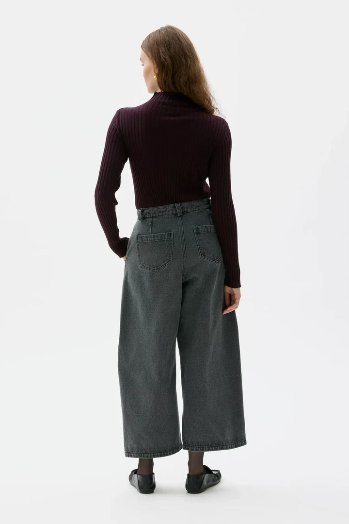 ITSU CURVED GALLABUXUR ÚR LÍFRÆNNI BÓMULL GREY