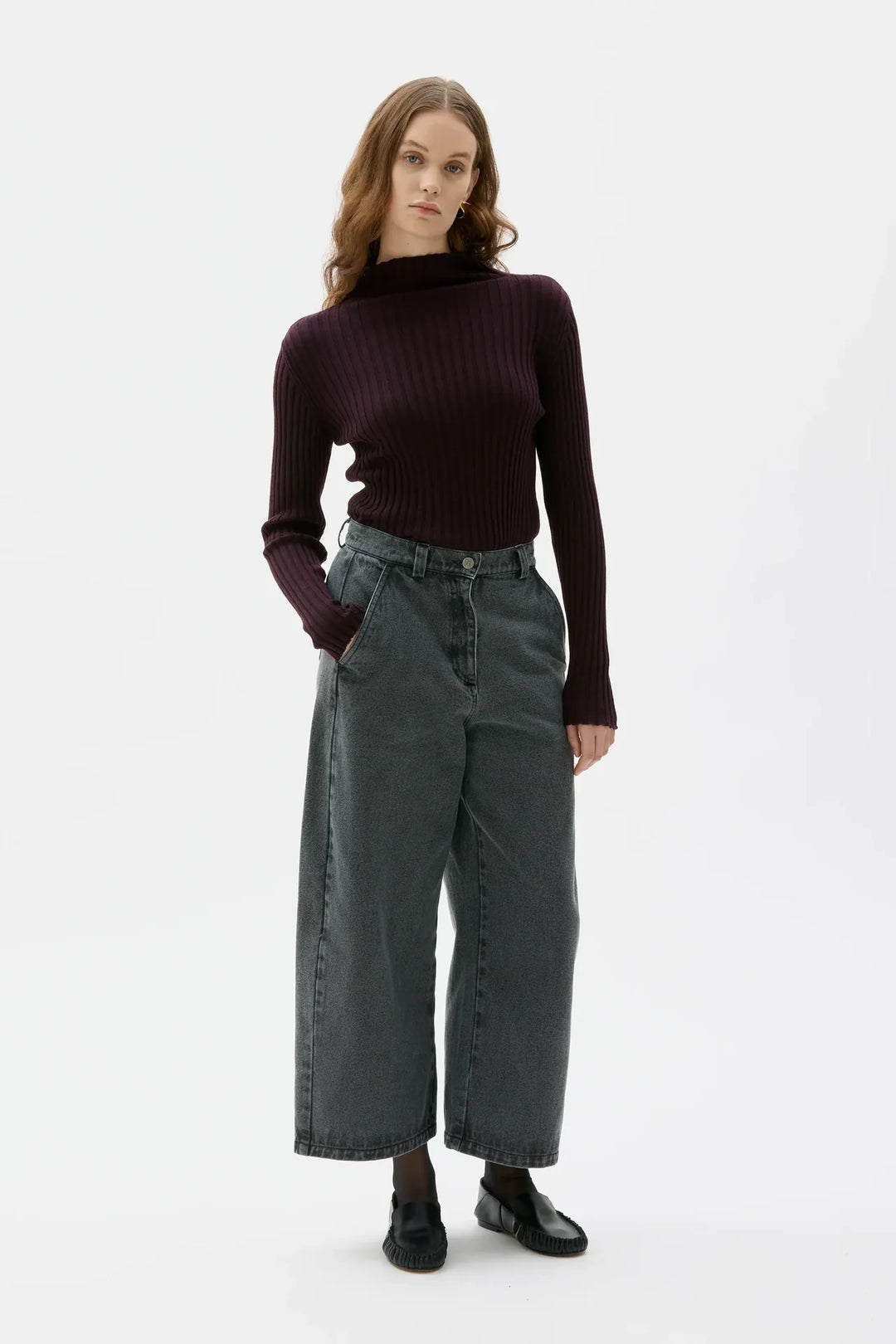 ITSU CURVED GALLABUXUR ÚR LÍFRÆNNI BÓMULL GREY