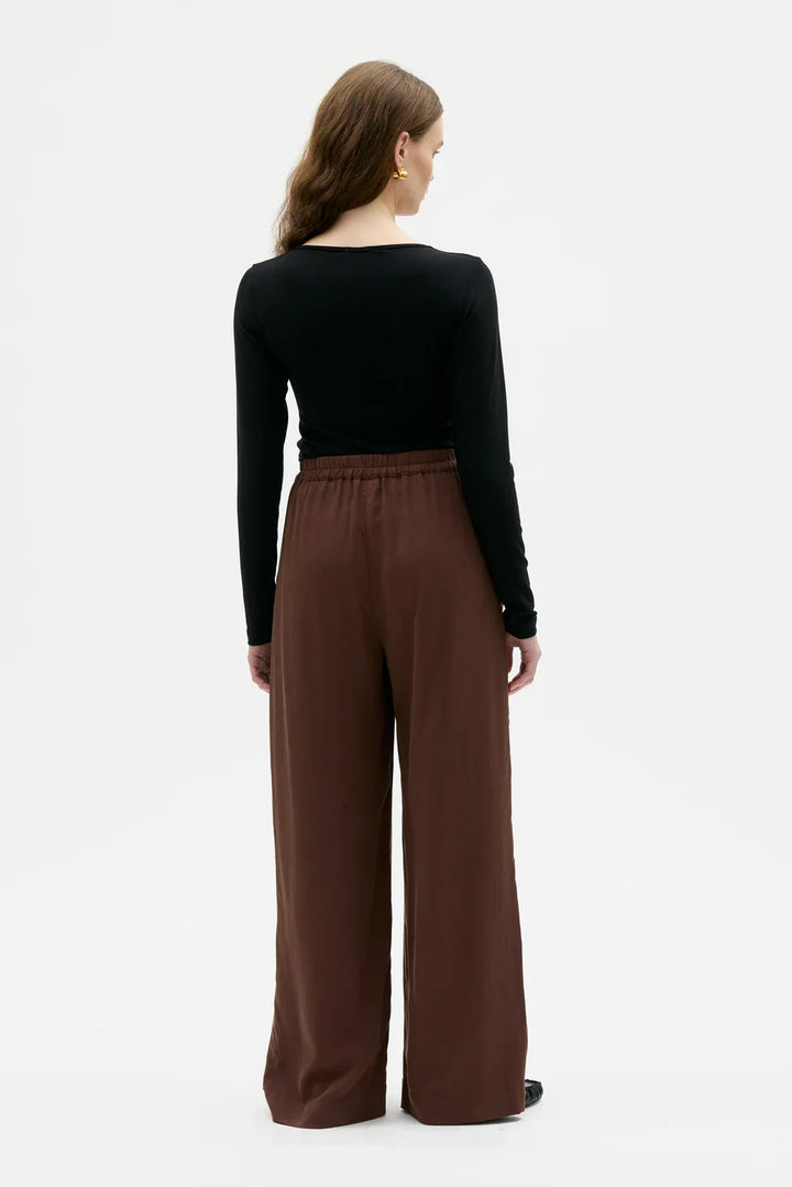 TELA LONG WIDE TENCEL BUXUR HICKORY BROWN - Ethic
