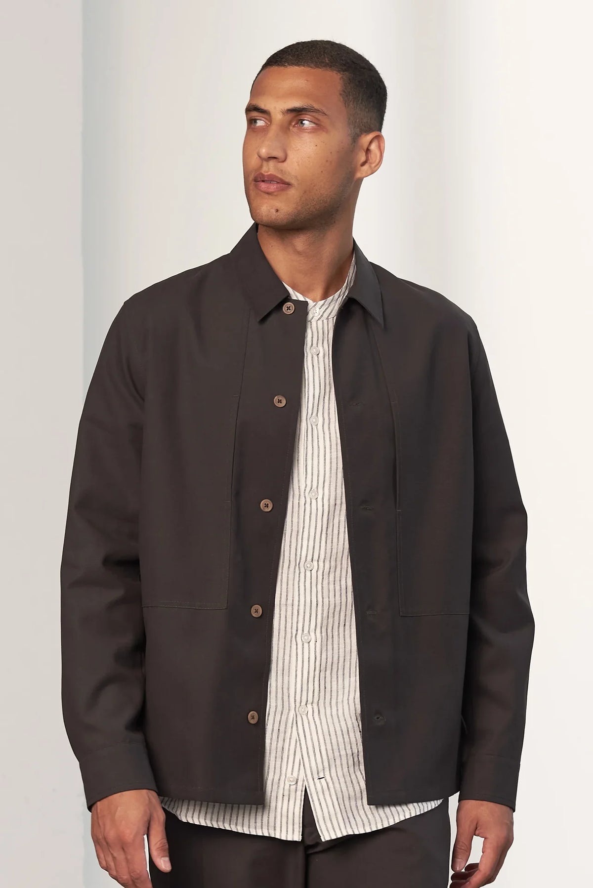 OWE JAKKASKYRTA ÚR TENCEL - GRAPHITE BROWN - Ethic