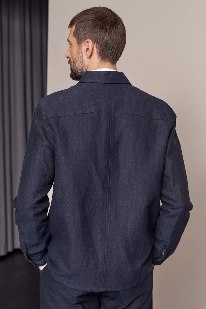 OWE JAKKASKYRTA ÚR WINTER LINEN - NAVY - Ethic
