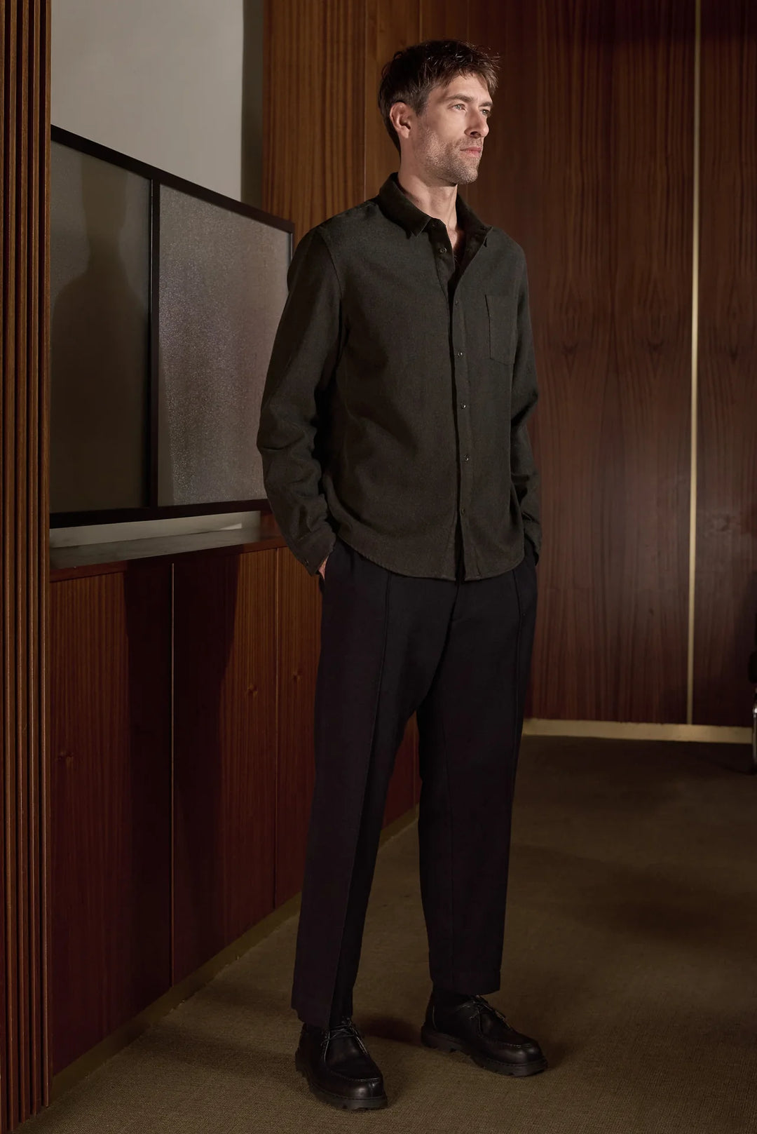 SIMON SKYRTA ÚR FLANNEL - BLACK OLIVE