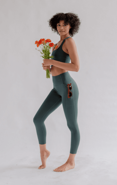 Moss Compressive Háar Leggings með vasa