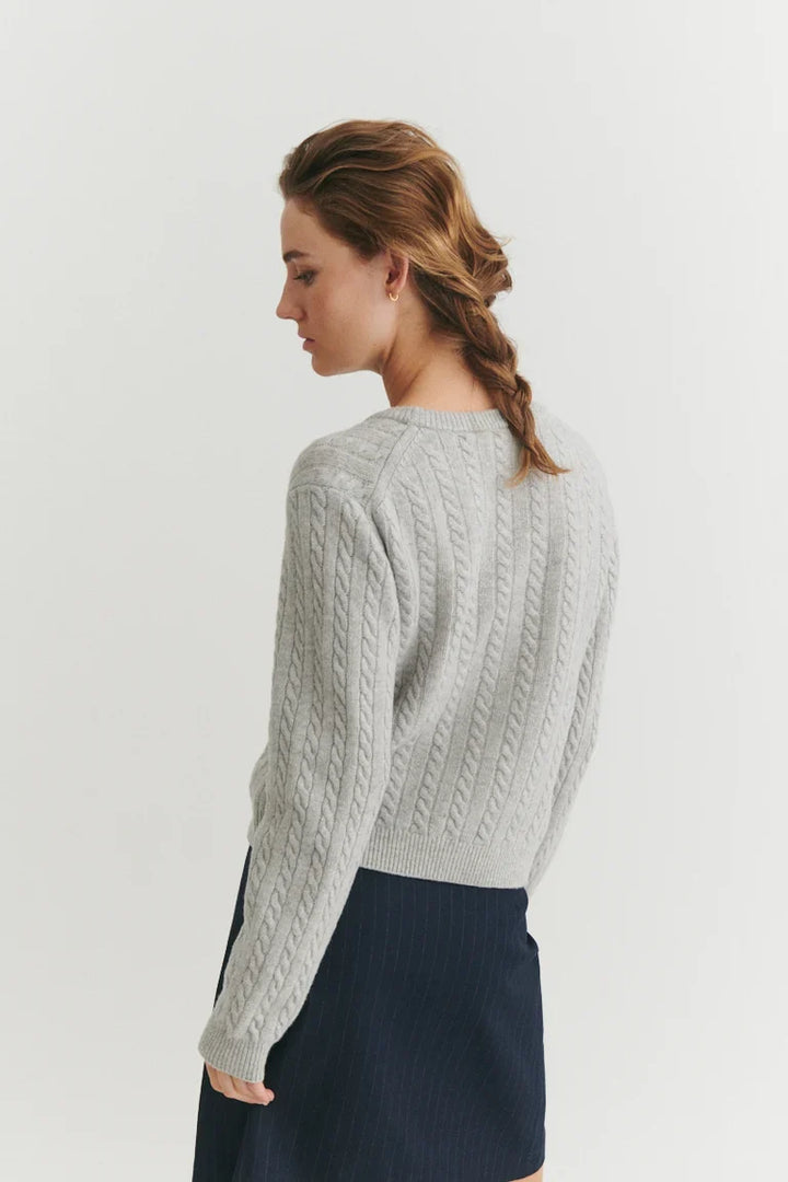 SELEM KAÐLAPEYSA O-NECK lIGHT GREY MELANGE