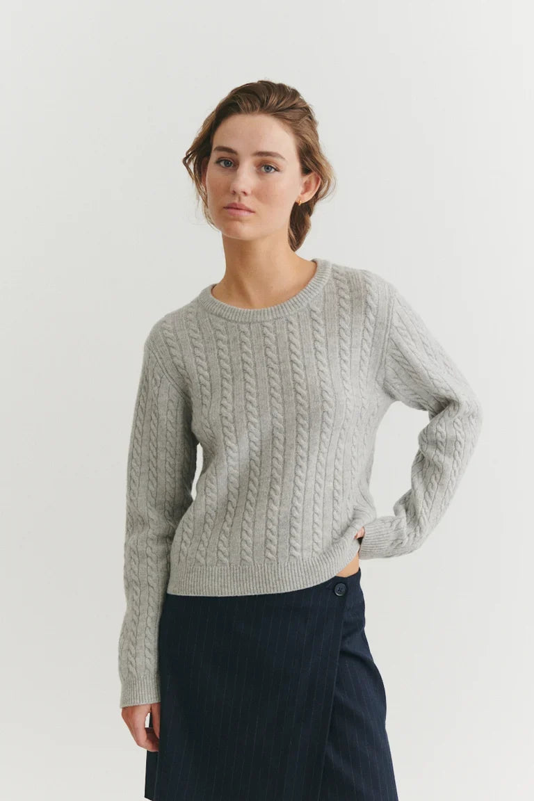 SELEM KAÐLAPEYSA O-NECK lIGHT GREY MELANGE