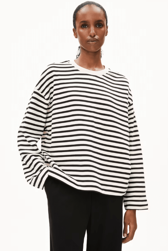 FRANKAA MAARLEN STRIPE SWEAT - undyed/black