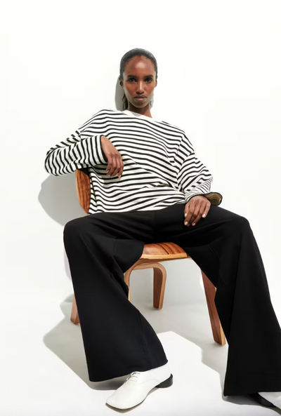 FRANKAA MAARLEN STRIPE SWEAT - undyed/black